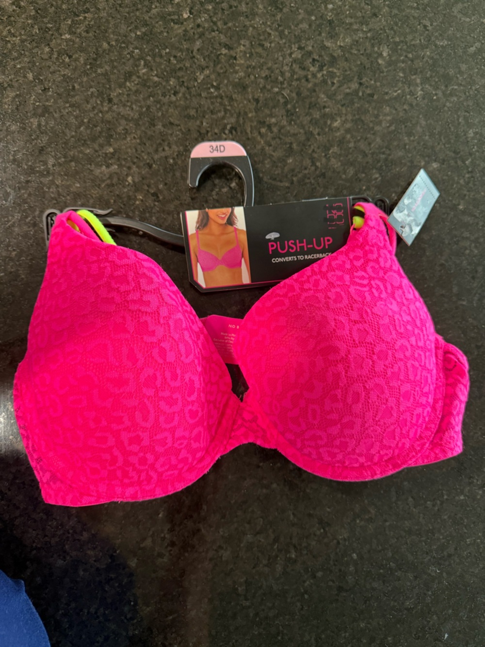 ⭐️No Boundaries Neon Pink Push-Up Bra with Lime Accent